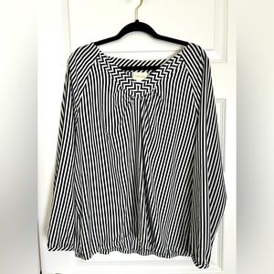 Chicos V-Neck Sheer Striped Top